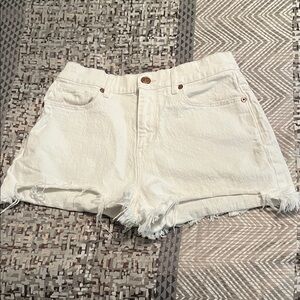 LOFT white frayed denim white shorts- size 0/25